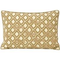 Paoletti Ionia Fish Embroidered Geometric Cushion in Beige