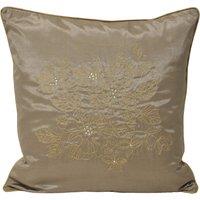 Paoletti Chic Floral Embroidered Cushion in Taupe | Size: 45 cm x 45 cm