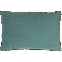 Furn Cosmo Soft Velvet Pom Pom Trimmed Cushion in Blue | Size: 30 cm x 50 cm