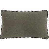 Furn Cosmo Soft Velvet Pom Pom Trimmed Cushion in Grey | Size: 30 cm x 50 cm