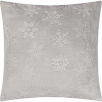 Furn Snowflakes Embossed Cushion in Grey | Size: 50 cm x 50 cm
