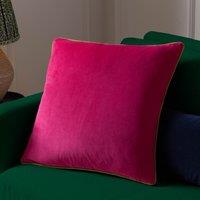 Furn Meridian Velvet Piped Cushion in Bright Pink | Size: 45 cm x 45 cm