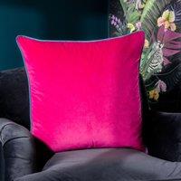 Furn Meridian Velvet Piped Cushion in Raspberry | Size: 45 cm x 45 cm