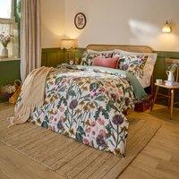 Wylder Florapedia Printed Floral Duvet Cover Set in White | Size: Single