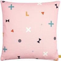 Furn Bitsa Symbol Abstract Cushion in Pink | Size: 43 cm x 43 cm