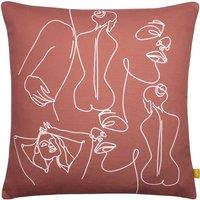 Furn Body Art Abstract Line Cushion in Red | Size: 43 cm x 43 cm