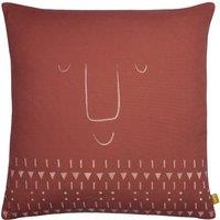 Furn Pacha Abstract Face Geometric Cushion in Terracotta | Size: 43 cm x 43 cm