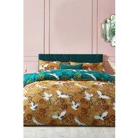 Furn Demoiselle Botanical Reversible Duvet Cover Set in Mustard | Size: Single