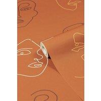 Furn Kindred Abstract Printed Wallpaper in Terracotta