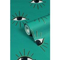 Furn Theia Abstract Foiled Printed Wallpaper in Turquoise
