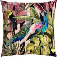Evans Lichfield Toucan & Peacock Exotic Water & UV Resistant Outdoor Cushion | Size: 43 cm x 43 cm