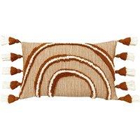 Furn Rainbow Tuft Tasselled Cushion in Red | Size: 30 cm x 50 cm
