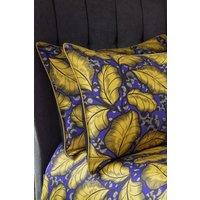 Edinburgh Weavers Magali 200TC Leaf Premium Cotton Sateen Piped Pair of Pillowcases in Yellow