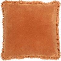 Yard Bertie 100% Cotton Velvet Cushion in Orange | Size: 45 cm x 45 cm