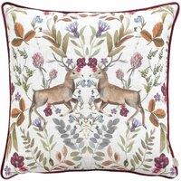 Evans Lichfield Mirrored Stag Watercolour Printed Piped Cushion in Red | Size: 43 cm x 43 cm