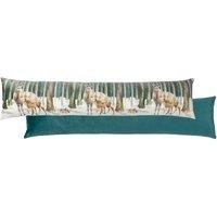 Evans Lichfield Stag Scene Digitally Printed Velvet Draught Excluder in Teal