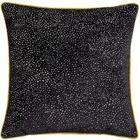 Paoletti Estelle Spotted Piped Cut Velvet Cushion in Black | Size: 45 cm x 45 cm
