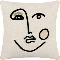 Furn Cleo Linear Crewel Embroidered Cushion in Pink | Size: 45 cm x 45 cm