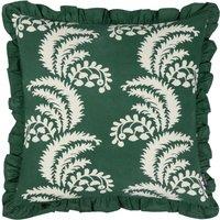Paoletti Montrose 100% Cotton Fringed Leaf Cushion in Bottle Green | Size: 50 cm x 50 cm