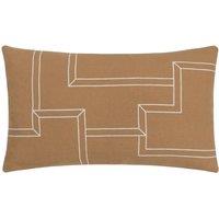 HOEM Marzena 100% Cotton Geometric Cushion in Brown | Size: 30 cm x 50 cm