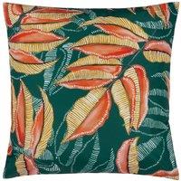 Wylder Tropics Ebon Wilds Akia Tropical Water & UV Resistant Outdoor Cushion in Teal | Size: 43 cm x 43 cm