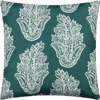 Paoletti Kalindi Paisley Water & UV Resistant Reversible Outdoor Cushion in Teal | Size: 43 cm x 43 cm