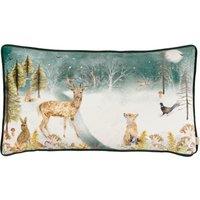 Evans Lichfield Stag Winter Velvet Piped Cushion | Size: 30 cm x 50 cm