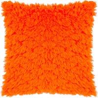 Heya Home Fluff Ball Faux Fur Cushion in Orange | Size: 45 cm x 45 cm