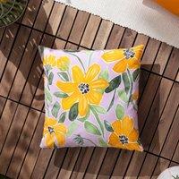 Wylder Flowers Trending Water & UV Resistant Outdoor Cushion in Yellow | Size: 43 cm x 43 cm