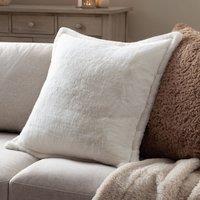 Furn Kallu Reversible Faux Fur Cushion in Ecru | Size: 45 cm x 45 cm