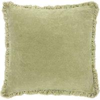Yard Bertie 100% Cotton Velvet Cushion in Light Green | Size: 45 cm x 45 cm