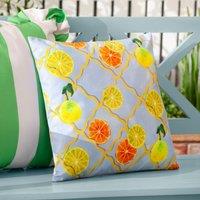 Wylder Citrus Trellis Printed Outdoor Cushion in Blue | Size: 45 cm x 45 cm