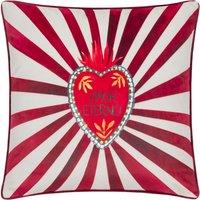 Furn Amor Eterno Velvet Piped Cushion in Red | Size: 45 cm x 45 cm