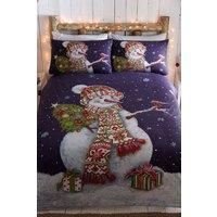 Portfolio Home Happy Snowman Duvet Cover & Pillowcases in Blue | Size: Double