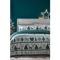 Portfolio Home Noel Christmas Duvet Cover Set in Teal | Size: Single