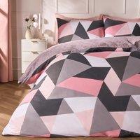 OHS Shapes Duvet Cover with Pillow Case Bedding Set in Light Pink | Size: Single