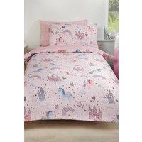 OHS Unicorn Kingdom Duvet Cover Set in Light Pink | Size: Cot Bed
