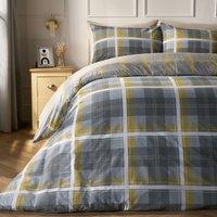 OHS Denim Check Duvet Cover with Pillowcase in Yellow | Size: Single