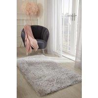 OHS Fluffy Rug Anti-Slip Plain Shaggy Floor Mat in Silver | Size: 80 cm x 150 cm