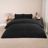 OHS Thermal Soft Teddy Fleece Duvet Cover Bedding Set in Black | Size: Single