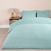OHS Thermal Soft Teddy Fleece Duvet Cover Bedding Set in Duck Egg Blue | Size: Single