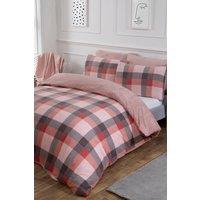 OHS Check Teddy Duvet Cover with Pillowcase Set in Light Pink | Size: Single