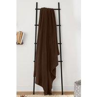 OHS Warm Plain Fleece Throw Over Bed Blanket in Chocolate | Size: 120 cm x 150 cm