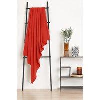 OHS Warm Plain Fleece Throw Over Bed Blanket in Red | Size: 120 cm x 150 cm