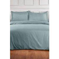 OHS Satin Stripe Duvet Cover with Pillowcase Set in Duck Egg Blue | Size: King