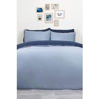 OHS Plain Dyed Reversible Duvet Cover Cover with Pillowcase Set in Navy | Size: Single
