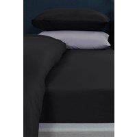 OHS Plain Dyed Non-Iron Fitted Bed Sheet in Jet Black | Size: King Fitted