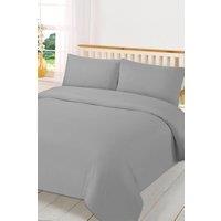 OHS Plain Dyed Duvet Cover Cover with Pillowcase Set in Light Grey | Size: Single