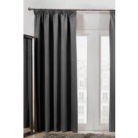 OHS Pair of Ready Made Pencil Pleat Blackout Curtains in Charcoal | Size: 167 cm width x 183 cm drop