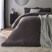 OHS Thermal Soft Teddy Fleece Duvet Cover Bedding Set in Charcoal | Size: Single